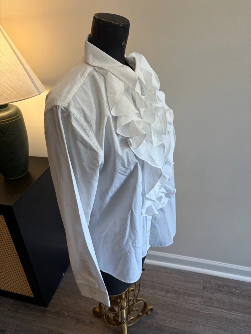 Lauren Ralph Lauren White Victorian Ruffle Button-Front Shirt (XL) Boho Revival - Picture 6 of 12